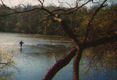 Vic Seiders wades across the Shallow Ford